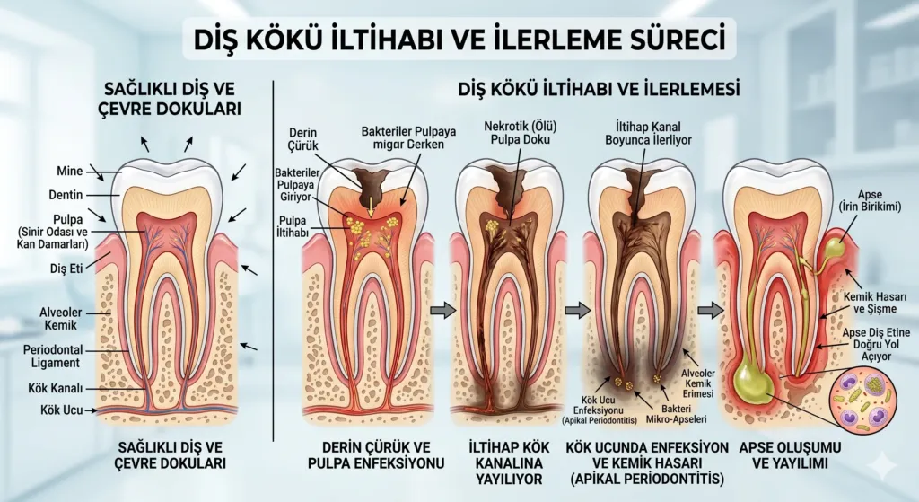 Diş Kökü İltihabı Nasıl Anlaşılır? 1 Diş Kökü İltihabı oluşumu