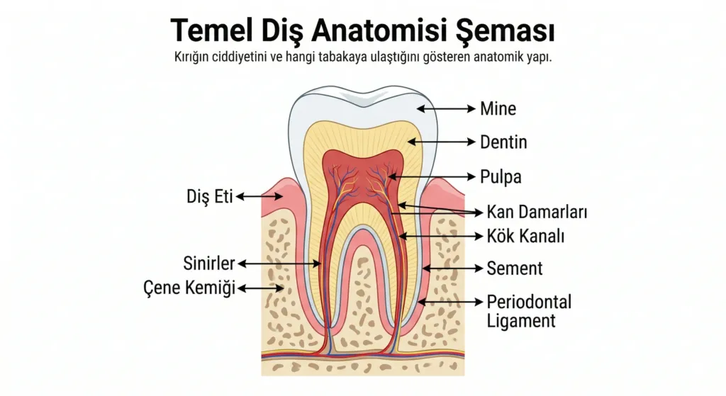 Diş Kırılırsa Ne Yapılmalı? Acil Müdahale ve Tedavi Rehberi 1 temel dis anatomisi semasi